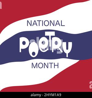 National poetry month design. Lettering with abstract background. Stock Vector