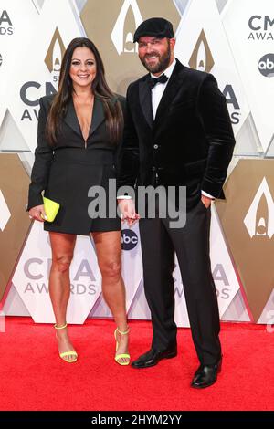 Sara Evans and Jay Barker at the 53rd Annual Country Music Association Awards hosted by Carrie Underwood and Dolly Parton and Reba McEntire held at the Bridgestone Arena on November 13, 2019 in Nashville, TN. Stock Photo