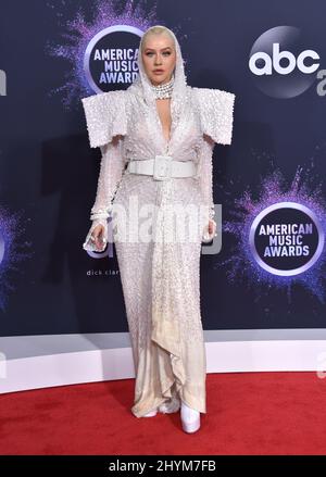 Christina Aguilera attending the 2019 American Music Awards held at the Microsoft Theatre in Los Angeles, California Stock Photo