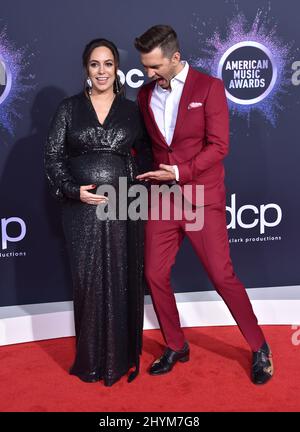 Aijia Grammer and Andy Grammer attending the 2019 American Music Awards held at the Microsoft Theatre in Los Angeles, California Stock Photo