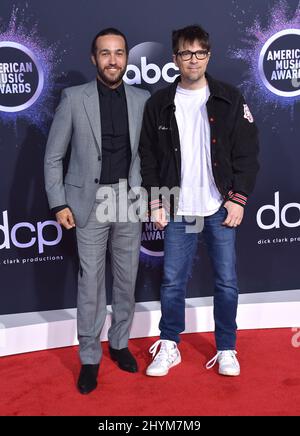 Pete Wentz and Rivers Cuomo attending the 2019 American Music Awards held at the Microsoft Theatre in Los Angeles, California Stock Photo