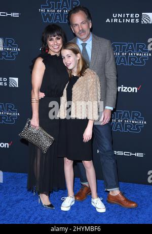 Constance Zimmer, Russ Lamoureux and Colette Lamoureux attending the World Premiere of Star Wars: The Rise of Skywalker in Los Angeles Stock Photo