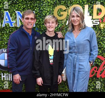 Bart Connor, Dylan Connor and Nadia Comaneci at the 7th Annual Gold Meets Golden held at the Virginia Robinson Gardens and Estate Stock Photo