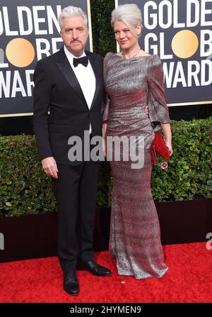 Anthony McCarten and Eva Maywald at the 77th Golden Globe Awards held at the Beverly Hilton Hotel on January 5, 2020 in Beverly Hills, Los Angeles. Stock Photo