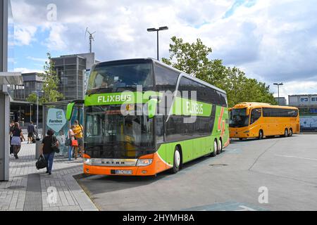Flixbus, long-distance bus, Suedkreuz station, Schoeneberg, Tempelhof-Schoeneberg, Berlin, Germany Stock Photo