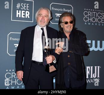 Robert De Niro and Al Pacino at the 25th Annual Critics' Choice Awards held at Barker Hanger on January 12, 2020 in Santa Monica, CA. Stock Photo