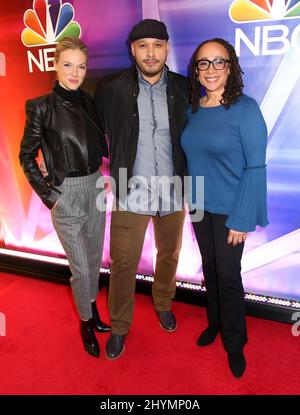 Tracy Spiridakos, Joe Minoso & S. Epatha Merkerson attending NBC's New York Press Junket held at the Four Seasons Hotel on January 23, 2020 in New York City, NY Stock Photo