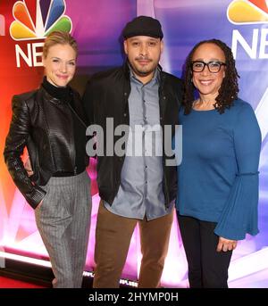 Tracy Spiridakos, Joe Minoso & S. Epatha Merkerson attending NBC's New York Press Junket held at the Four Seasons Hotel on January 23, 2020 in New York City, NY Stock Photo