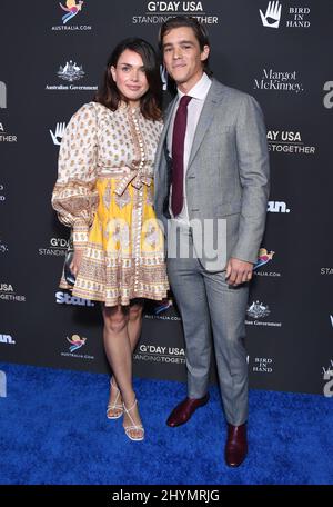 Brenton Thwaites and Chloe Pacey arriving to the G'Day USA 2020 at Beverly Wilshire Hotel on January 25, 2020 in Beverly Hills, CA. Stock Photo