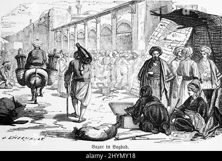 Bazaar, trade, merchant, many people, outdoor, mule, men, hall