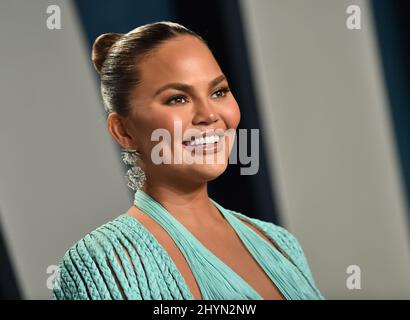 Chrissy Teigen attending the Vanity Fair Oscar Party 2020 held at the Wallis Annenberg Center for the Performing Arts in Beverly Hills, California Stock Photo