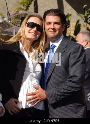 Donald Trump honoured with a Star on the Hollywood Walk of Fame, accompanied by Donald Trump Jr. and wife Vanessa. Picture: UK Press Stock Photo