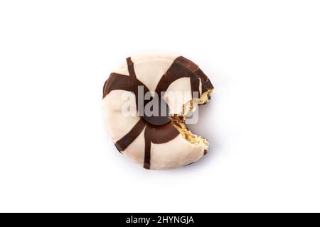 Black and white chocolate donut isolated on white background Stock Photo