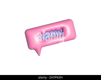 WOW 3D rendering , social network. Communication media web design mobile message chat, isolated. Vector illustration Stock Vector