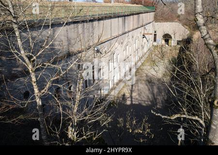 Belfort, France - February 19 , 2022: Fort du Salbert (Lefebvre). It is part of the fortified region of Belfort in the Bourgogne-Franche-Comte. Select Stock Photo