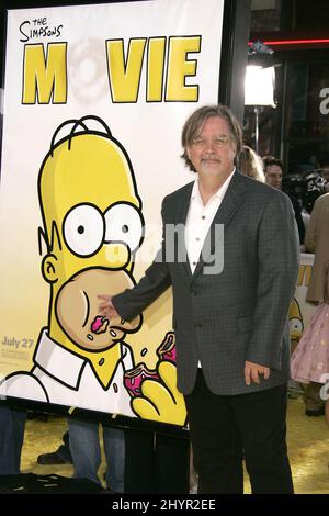 Matt Groaning attends 'The Simpsons Movie' World Premiere held at the Mann's Village Theatre in California. Picture: UK Press Stock Photo