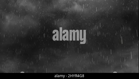 Image of heavy rain falling over lightning and stormy grey clouds background Stock Photo