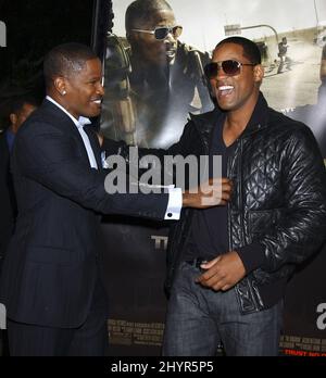 Jamie Foxx and Will Smith at the world premiere of his new movie 'The Kingdom' at Mann's Village Theatre, Westwood. Stock Photo