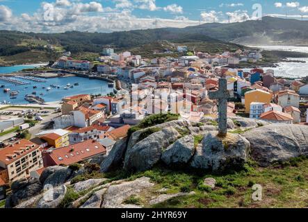 View across Muxia coastal town on the Camino De Santiago in the region of A Coruna in Northern Spain Stock Photo