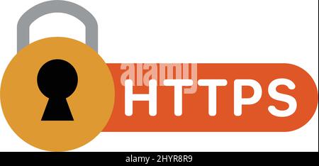 Padlock and HTTPS logo. Editable vector. Stock Vector