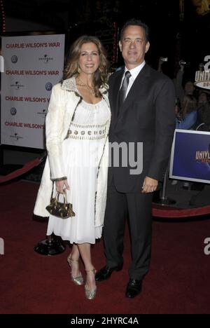 Rita Wilson and Tom Hanks arrive at the world premiere of Charlie Wilson's War at CityWalk Cinemas, Los Angeles Stock Photo