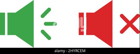 Volume on and volume off. Sound and mute icons. Editable vectors. Stock Vector