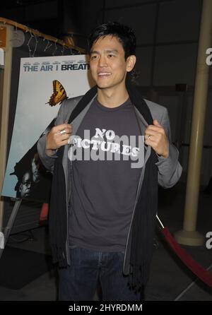 John Cho attends the premiere of 'The Air I Breathe' held at the ArcLight Cinemas in Los Angeles. Stock Photo