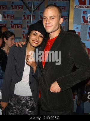 Heath Ledger and Shannyn Sossamon attends the 2002 MTV Video Music Awards held at Radio Music Hall in New York. Stock Photo