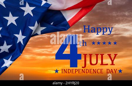 Happy 4th of July Over Distressed Wood Background Stock Photo