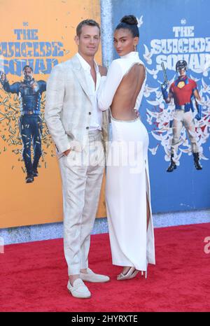 Joel Kinnaman and Kelly Gale at 'The Suicide Squad' premiere held at the Regency Village Theatre on August 2, 2021 in Westwood, CA. Stock Photo