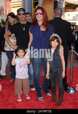 Slash and Family attending the 'The Mummy: Tomb of the Dragon Emperor' American Premiere held at the Gibson Amphitheater, Los Angeles. *** Local Caption *** - Stock Photo