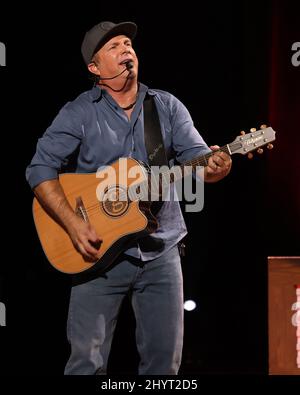 Garth Brooks performing onstage at Loretta Lynn's Friends: Hometown Rising benefit concert with proceeds benefiting the United Way of Humphreys County on September 13, 2021 in Nashville, TN. Stock Photo