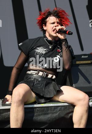 Yungblud performing at the daytime concerts during the 2021 iHeartRadio Music Festival held at Area 15 on September 18, 2021 in Las Vegas, NV. Stock Photo