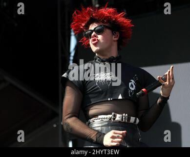 Yungblud performing at the daytime concerts during the 2021 iHeartRadio Music Festival held at Area 15 on September 18, 2021 in Las Vegas, NV. Stock Photo