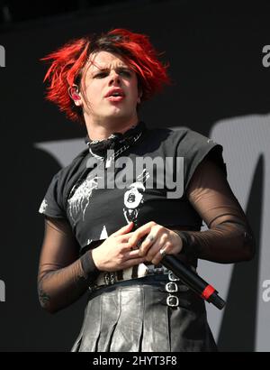 Yungblud performing at the daytime concerts during the 2021 iHeartRadio Music Festival held at Area 15 on September 18, 2021 in Las Vegas, NV. Stock Photo