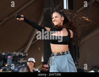 Olivia Rodrigo performing at the daytime concerts during the 2021 iHeartRadio Music Festival held at Area 15 on September 18, 2021 in Las Vegas, NV. Stock Photo