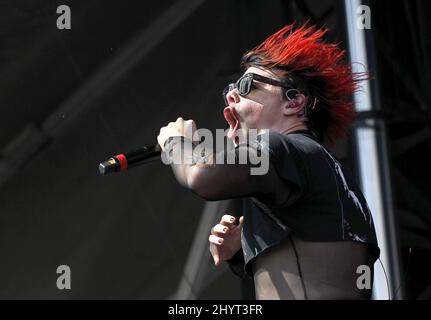 Yungblud performing at the daytime concerts during the 2021 iHeartRadio Music Festival held at Area 15 on September 18, 2021 in Las Vegas, NV. Stock Photo