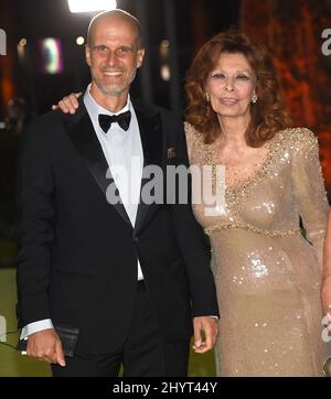 Edoardo Ponti & Sophia Loren at the Academy Museum of Motion Pictures opening Gala honoring Haile Gerima and Sophia Loren on September 25, 2021 in Los Angeles, CA. Stock Photo