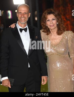 Edoardo Ponti, Sophia Loren at the Academy Museum of Motion Pictures opening Gala honoring Haile Gerima and Sophia Loren on September 25, 2021 in Los Angeles, CA. Stock Photo