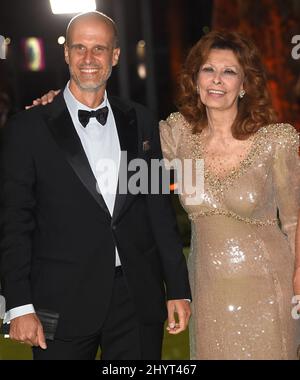 Edoardo Ponti & Sophia Loren at the Academy Museum of Motion Pictures opening Gala honoring Haile Gerima and Sophia Loren on September 25, 2021 in Los Angeles, CA. Stock Photo