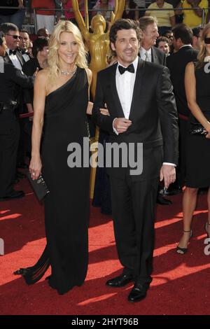 Patrick Dempsey and his wife Jillian attending the 60th Primetime Emmy Awards, held at the Nokia Theatre, Los Angeles Stock Photo