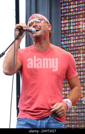 Tim McGraw performing live at Dierks Bentley's 3rd Annual Miles & Music for Kids Benefit Concert at Riverfront Park, Nashville. Stock Photo