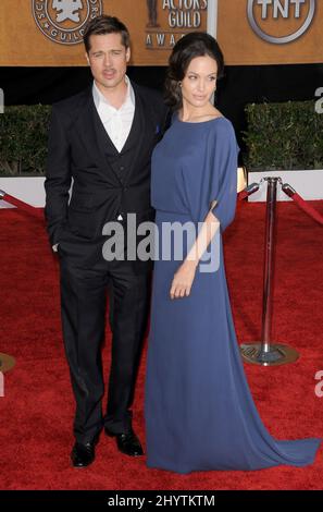 Angelina Jolie and Brad Pitt attending the 15th Annual Screen Actors Guild Awards, held at the Shrine Auditorium, Los Angeles. Stock Photo