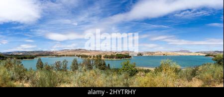 Guadalhorce lake, situated in south of Spain, near Ardales city. Famous tourist destination and the start for point El Caminito del Rey Stock Photo