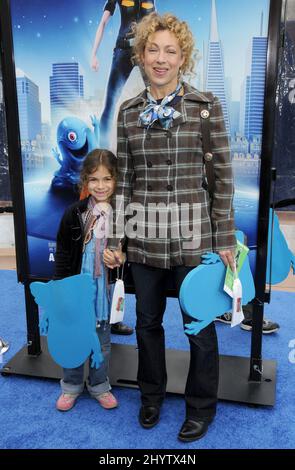 Alex Kingston and daughter Salome Violetta Haertel at the 'Monsters Vs. Aliens' Los Angeles Premiere at the Gibson Amphitheatre at the 'Monsters Vs. Aliens' Los Angeles Premiere at the Gibson Amphitheatre Stock Photo