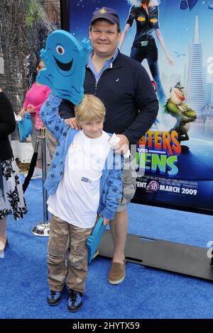 Andy Richter and son William Oscar Richter at the "Monsters Vs. Aliens