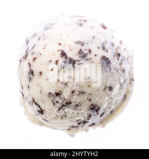 A scoop of stracciatella ice cream isolated on white background Stock Photo