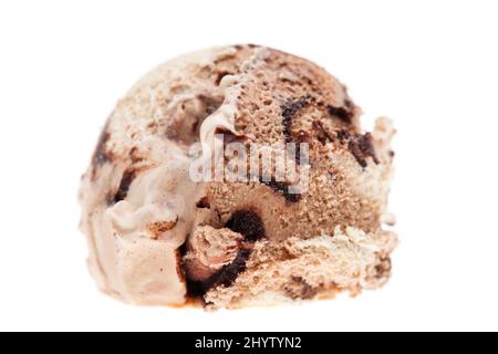A side viewed scoop of tiramisu ice cream isolated on white background Stock Photo