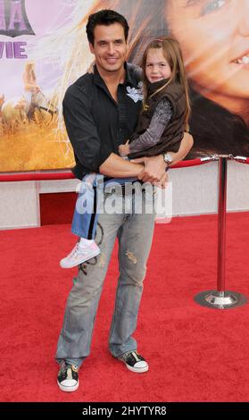 Antonio Sabato Jr and daughter Mina at Hannah Montana: The Movie, World Premiere at The El Capitan Theatre in Hollywood, California. Stock Photo