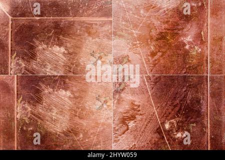 Collection of images with scratched dirty dusty copper plate texture, old metal background. Cloudy and scratchy copper metal texture. Stock Photo
